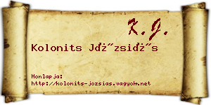 Kolonits Józsiás névjegykártya