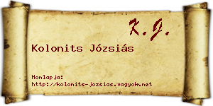 Kolonits Józsiás névjegykártya
